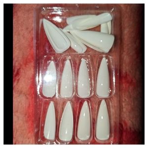 White Stiletto Fake Nails